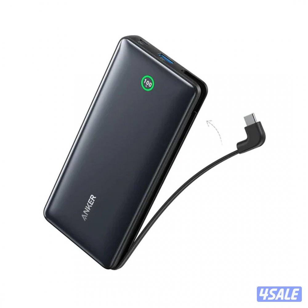 Anker Nano Power Bank (20K, 30W, Built-In USB-C Cable) -Black0