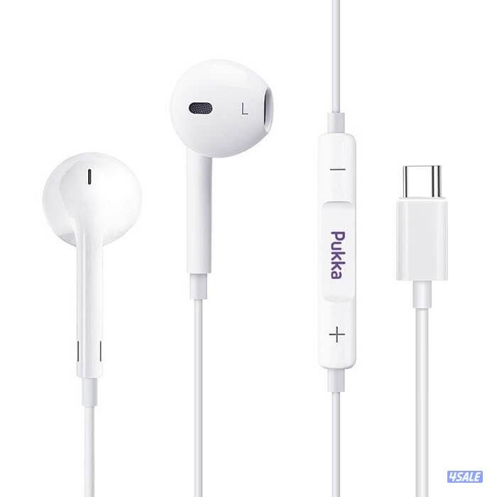 Pukka P-BeatC Wired Earphones With Type-C Connector- White0