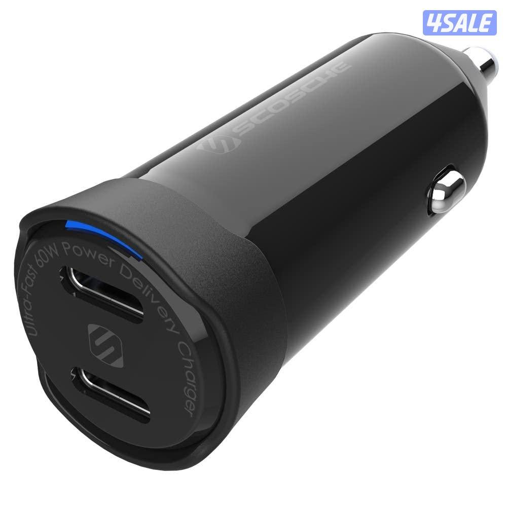 Scosche Powervolt 60W Certified Dual Usb Type-C + Type-C Fast Car Charger Power Delivery 3.00