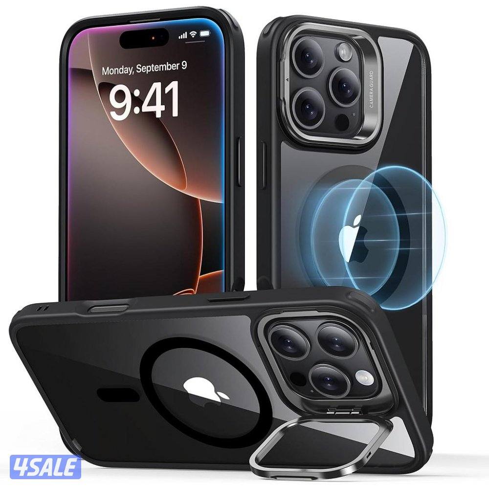 ESR iPhone 16 Pro Max Classic Hybrid (HaloLock) with Stash Stand Case - Black0