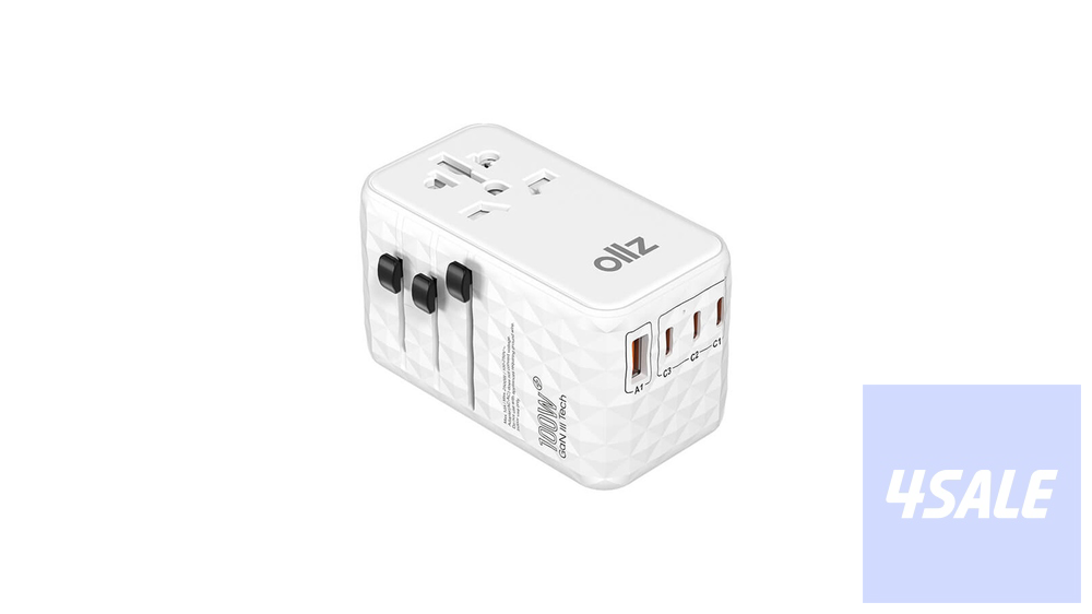 OllZ TripGaN100W Universal Multi-Port Travel Adapter PD100W - White0