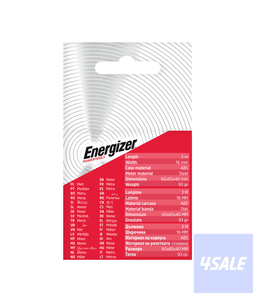 Energizer Tape Measure 3m4