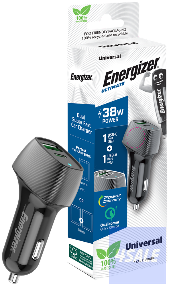 Energizer Car Charger 38W PD QC3.0 Black0